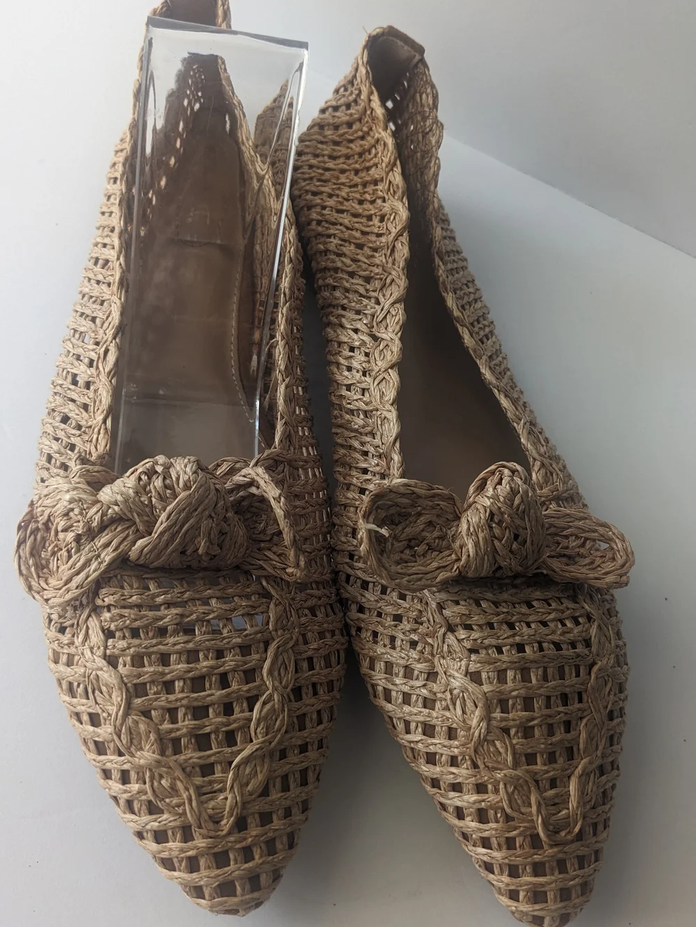 C. Est 1946 Braided Raffia Pointed Flats - Natural Tan 10